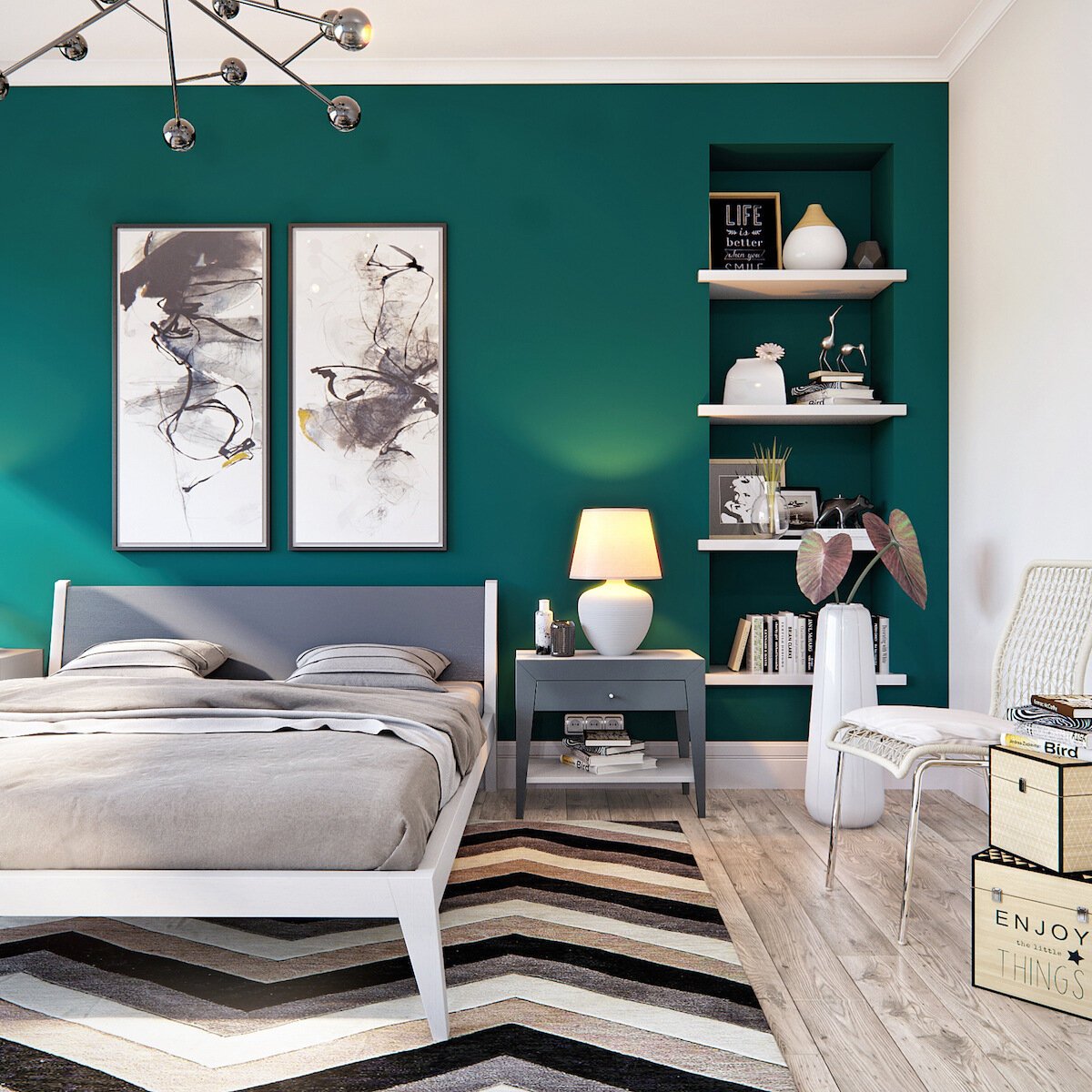 Кровать деревянная 200х200 бело-серая Fly BRAGIN DESIGN ДИЗАЙНЕРСКИЕ 256403 Молочный;серый  - Вид №1