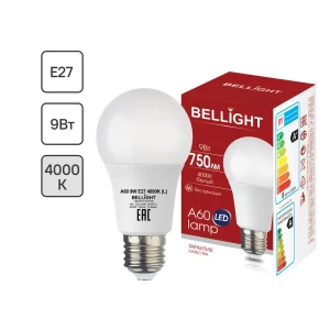 Светодиодная лампа BELLIGHT E27 9Вт матовая груша с нейтральным белым светом 88297786