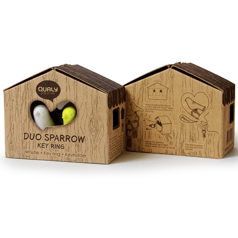 QL10124-BN-OR Держатель для ключей двойной sparrow коричневый-белый-оранжевый Qualy  - Вид №3