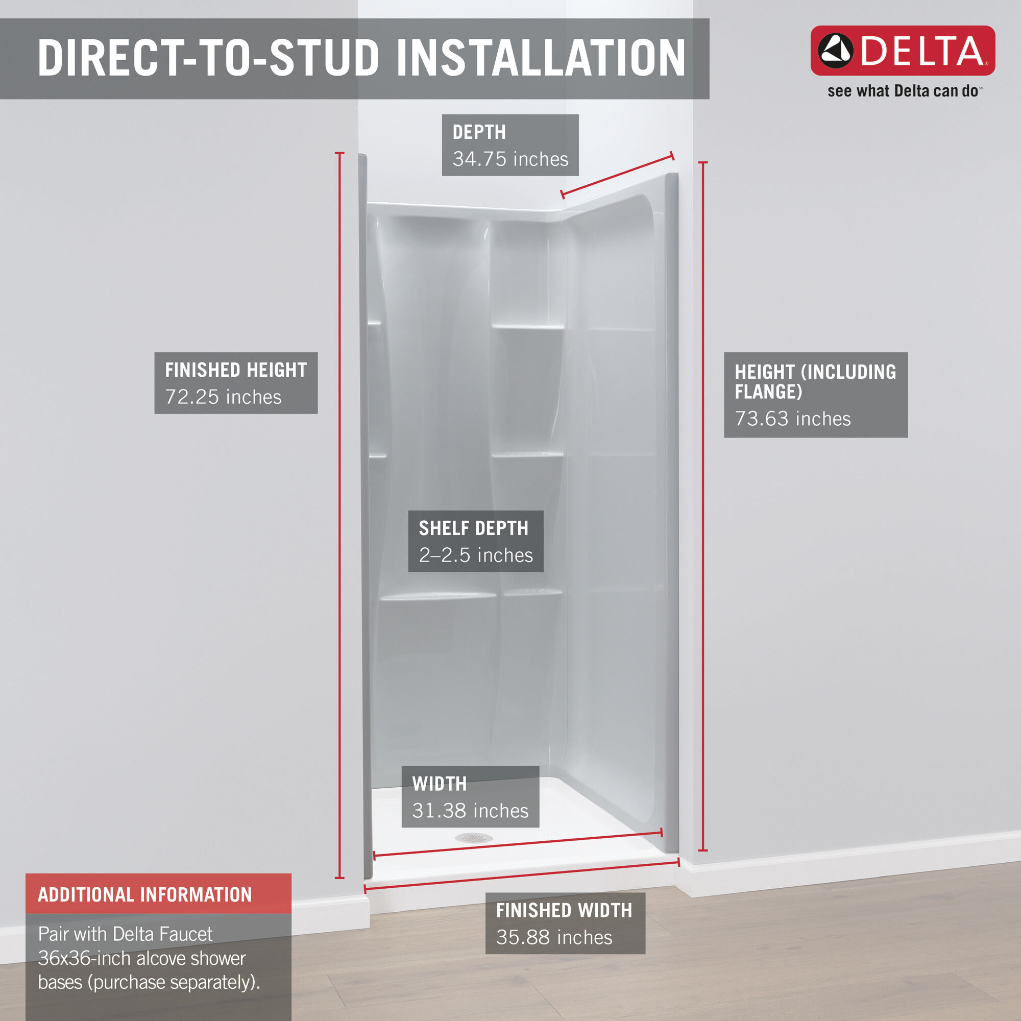 Набор для душа 36 "X 36" Delta Faucet 40064 - Вид №1