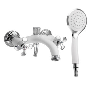 GFmark - Смеситель в ванную, короткий излив, металлокерамика, комбинированный, с белой эмалью, код: 5910