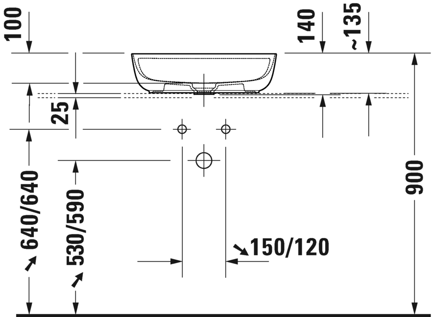 0380502600 Подвесная раковина настенная овальная Duravit Luv - Вид №3