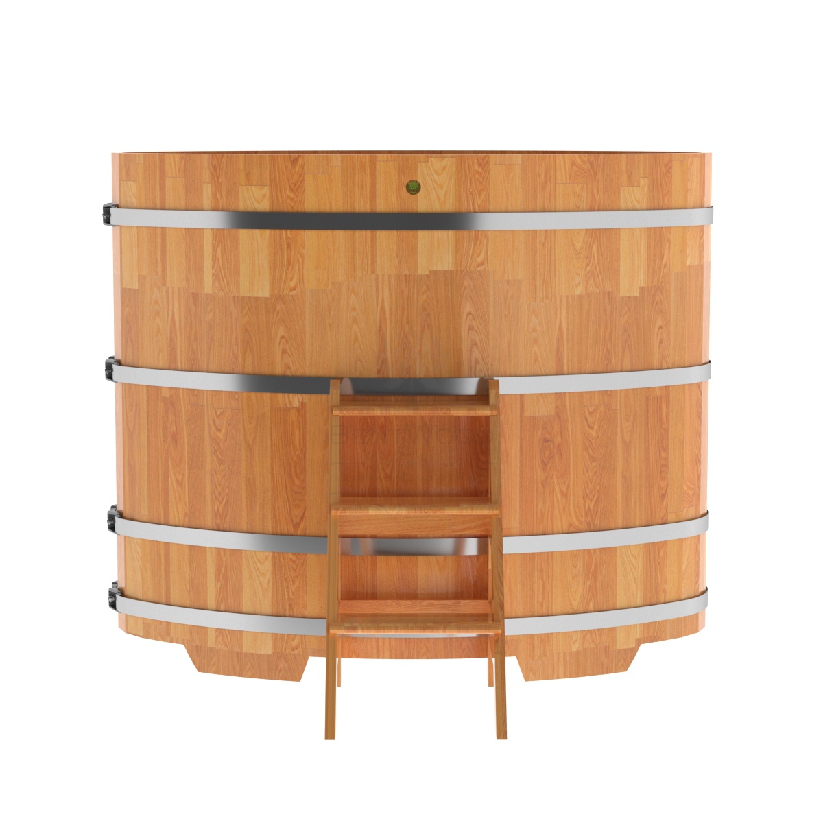 1516 Купель овальная из сращенных ламелей лиственницы 0,92х1,66х1,4 натуральная Alyarus  - Вид №3