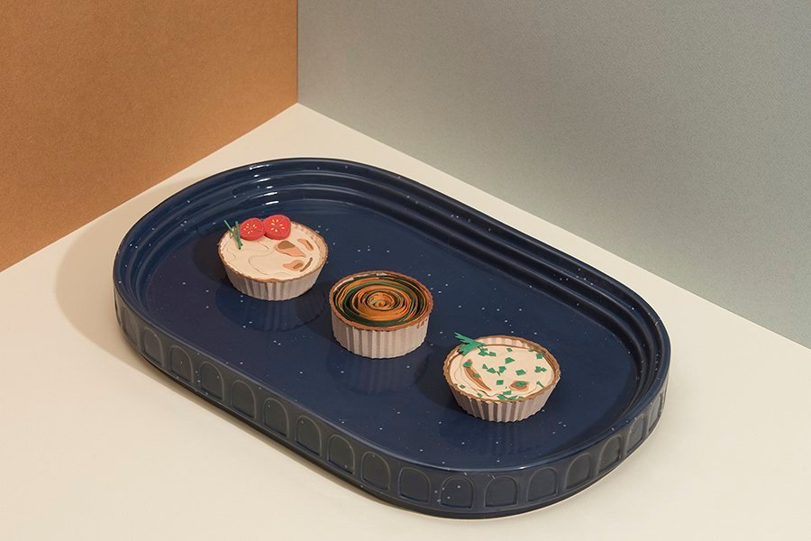 Блюдо сервировочное керамическое синее Hestia DOIY ДИЗАЙНЕРСКИЕ 00-3870118 Синий  - Вид №1