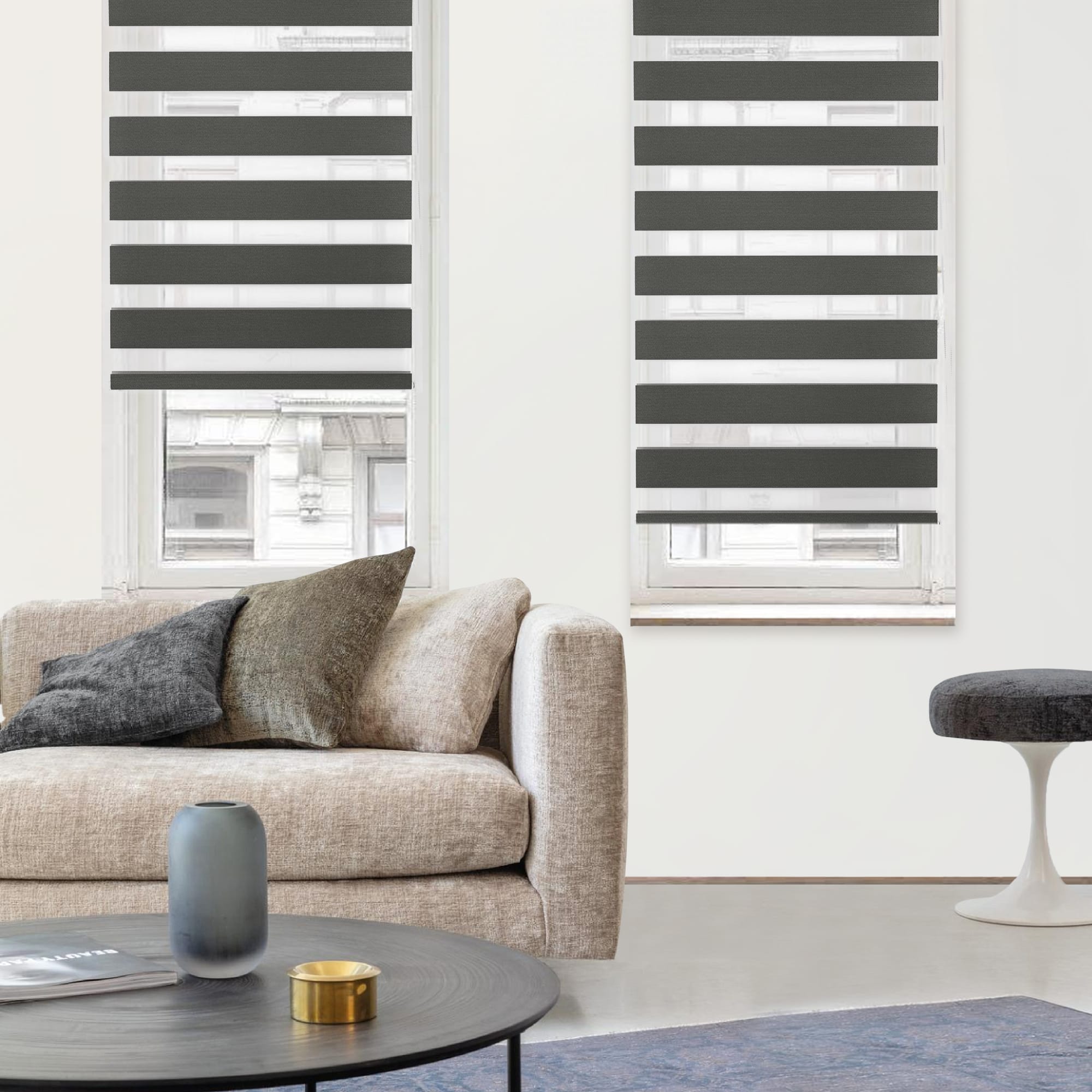 82614450 Штора рулонная день-ночь Miamoza Silver 80x160 см, цвет графит Santreyd  - Вид №2