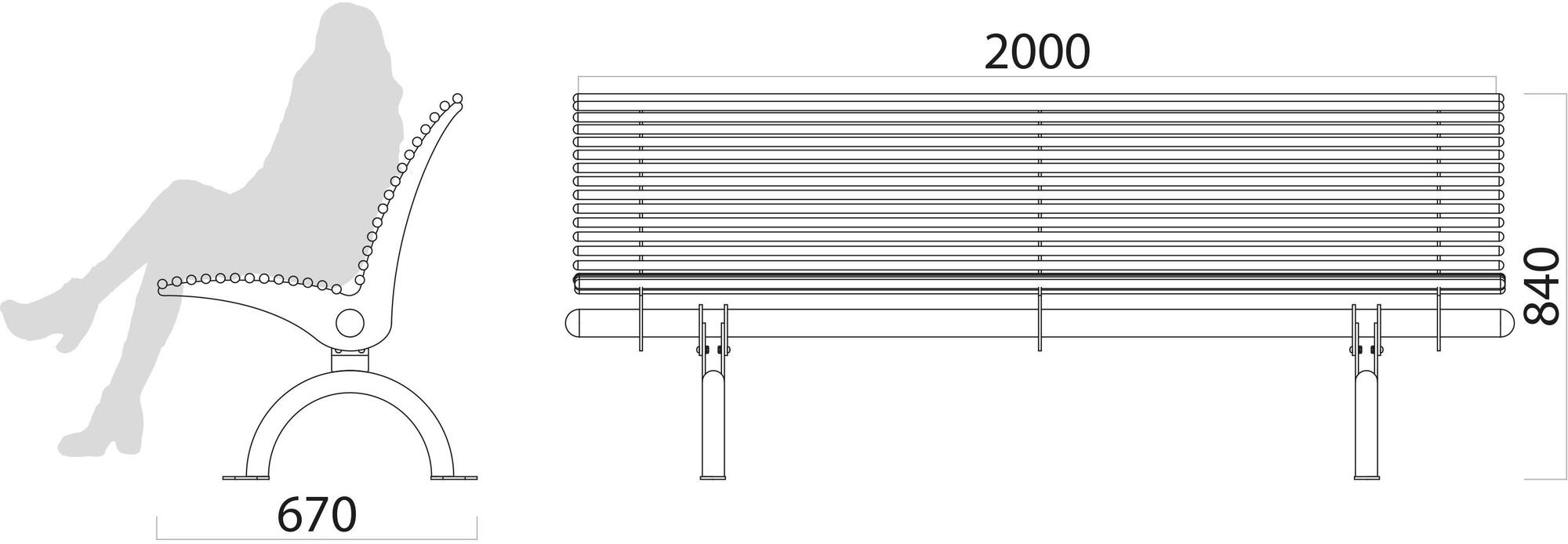 Lazzari Скамья из стали со спинкой Gallipoli Ar562 - Вид №2