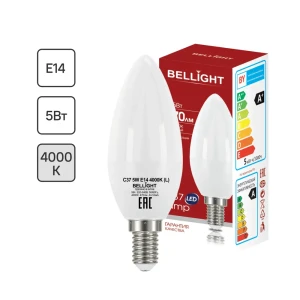 Лампа светодиодная Bellight E14 220-240 В 5 Вт свеча матовая 470 лм нейтральный белый свет