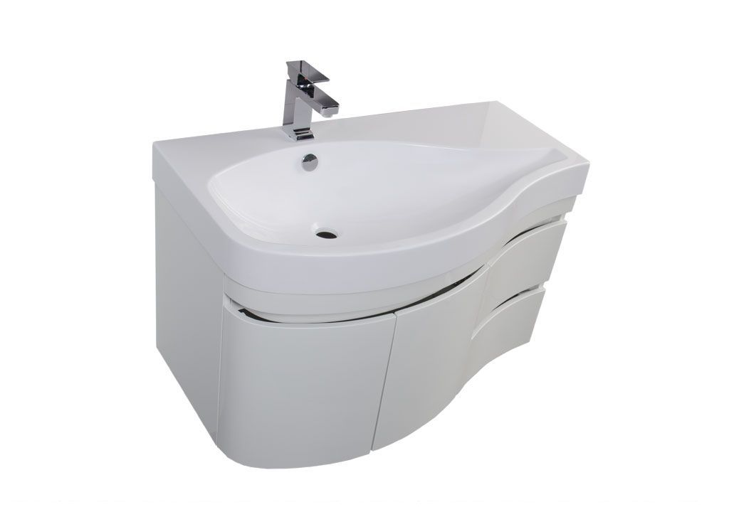 Тумба с раковиной Aquanet Сопрано 95 L белый (2 дверцы 2 ящика) 0016963100169395 - Вид №2