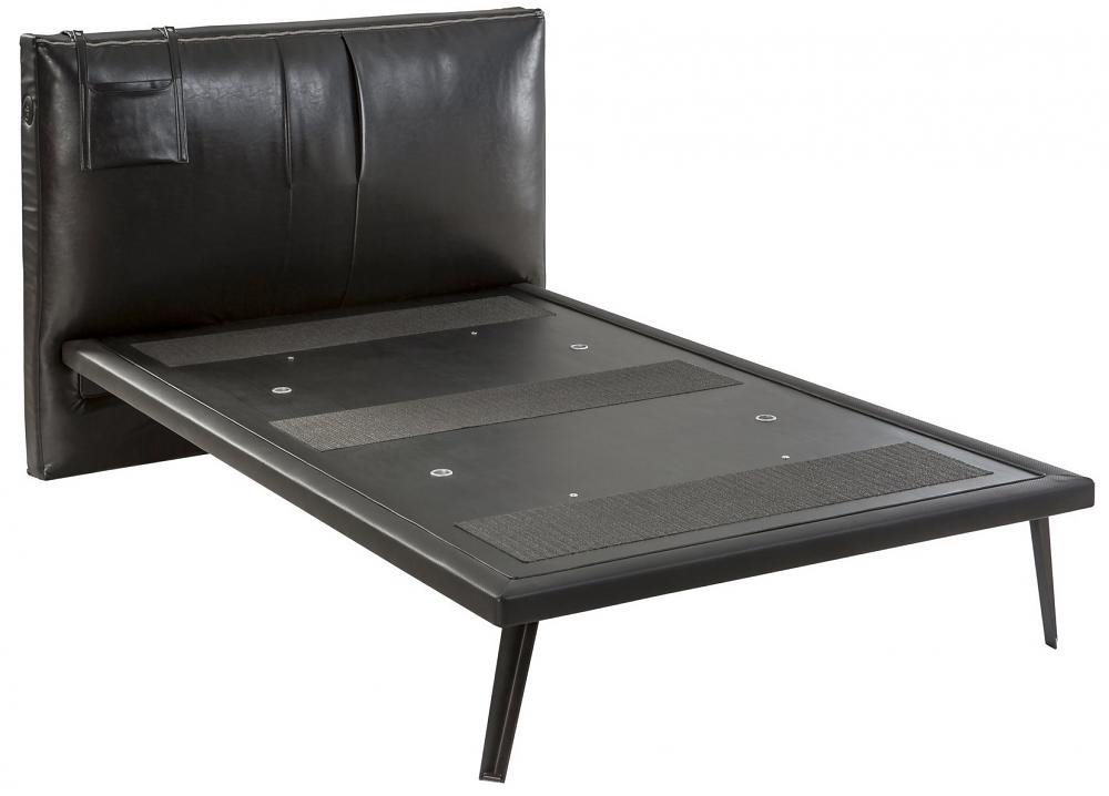 Кровать односпальная 100х200 см черная с мягким изголовьем Dark Metal CILEK DARK METAL 00-3832283 Черный Santreyd  - Вид №4