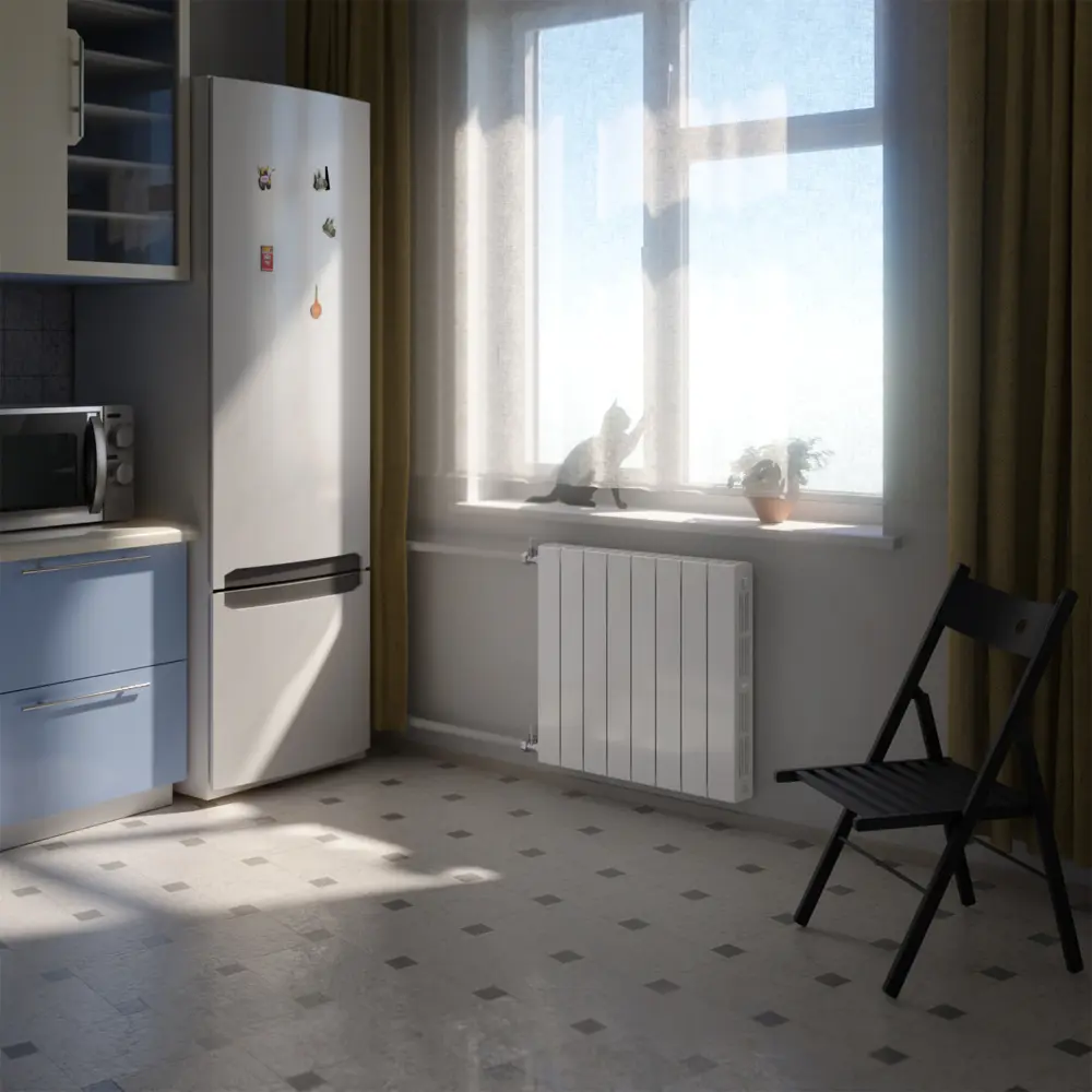 82392028 Радиатор секционный Rifar Supremo 500/90 4 секции боковое подключение биметалл белый STLM-0026333  - Вид №6