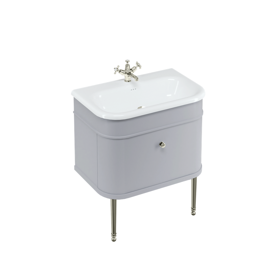 Burlington Chalfont Chalfont 750мм Тумбочка с одним ящиком - Классический серый с хромированными ножками CH75G-CHLEGCHR  - Вид №2