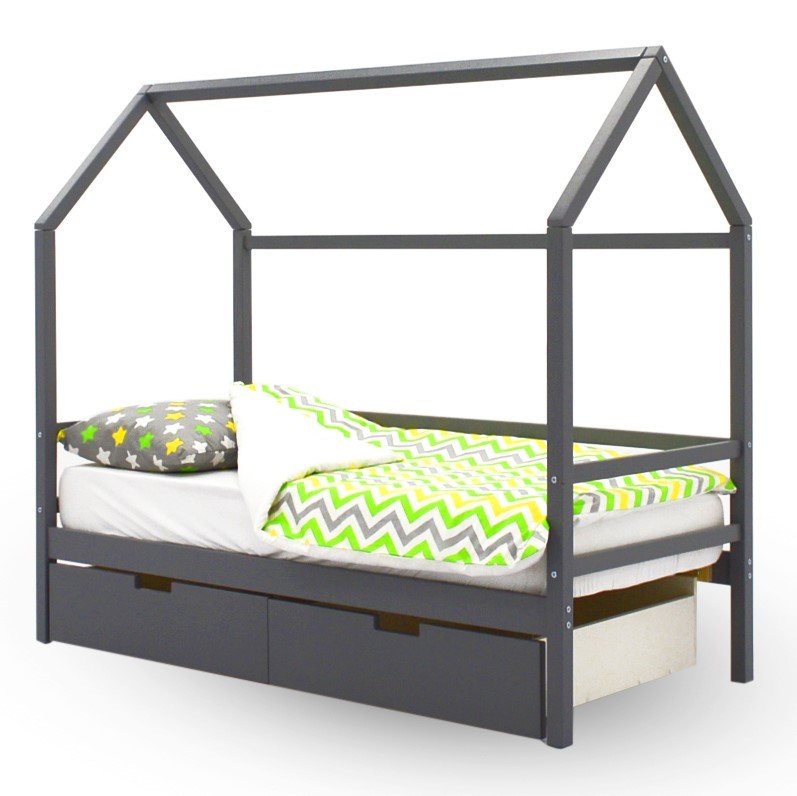 Кровать-домик детская графит Svogen БЕЛЬМАРКО  00-3833068 Серый Santreyd  - Вид №1