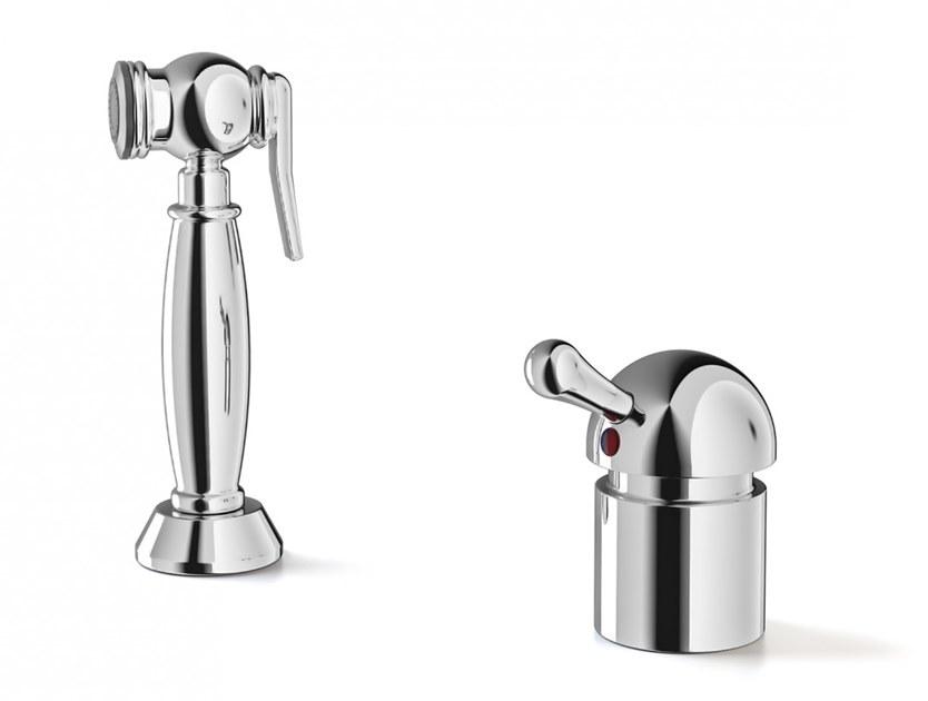 Officine Gullo Металлический кухонный смеситель с двумя отверстиями и ручным душем в современном стиле sun-id-1455953 - Вид №2