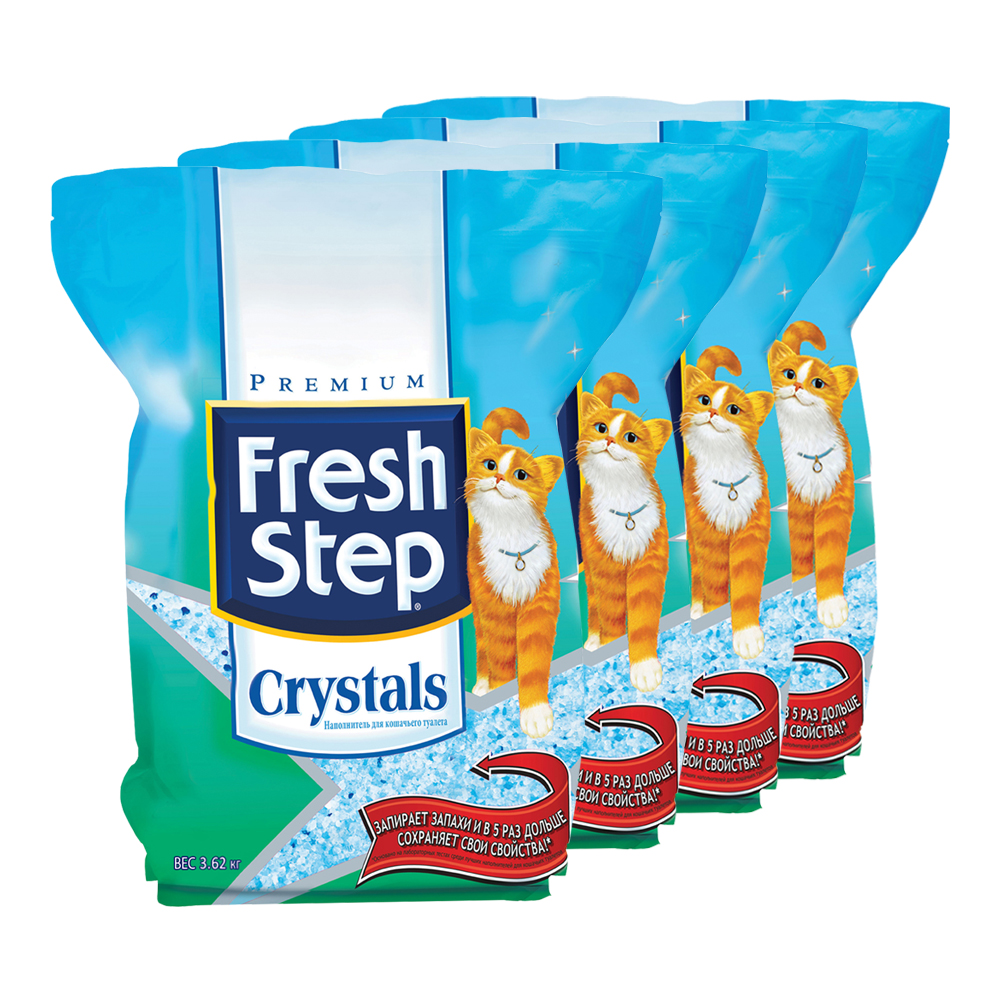 Т00001989*4 Наполнитель для кошачьего туалета силикагелевый впитывающий 3,62кг (упаковка - 4 шт) Fresh Step 