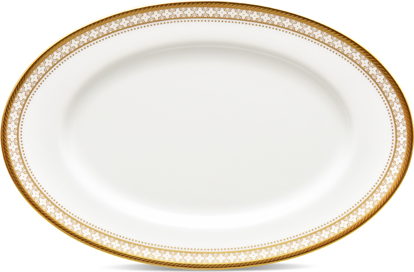 10644640 Noritake Селедочница Noritake "Трефолио,золотой кант" 22,5см Фарфор, Керамика 