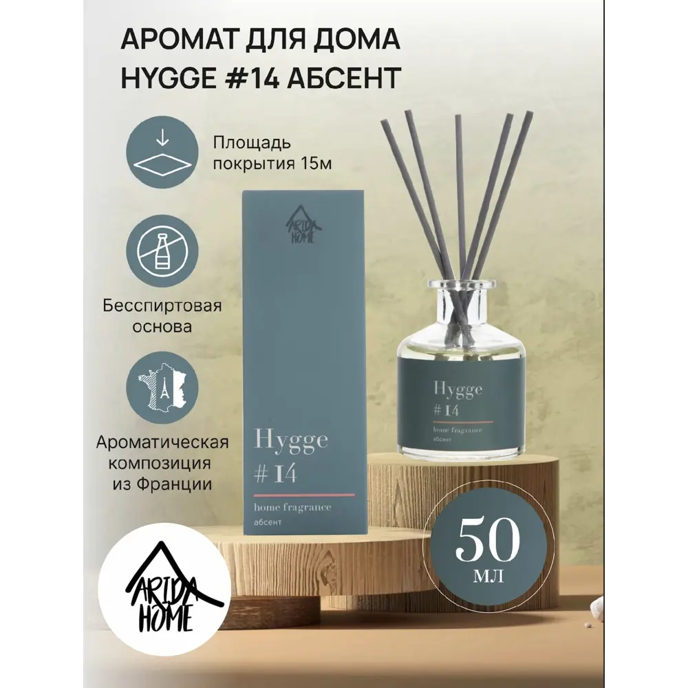 Аромадиффузор ARIDA HOME Hygge #14 с ароматом Абсент для уютной атмосферы 89144898 STLM-0079077 - Вид №1