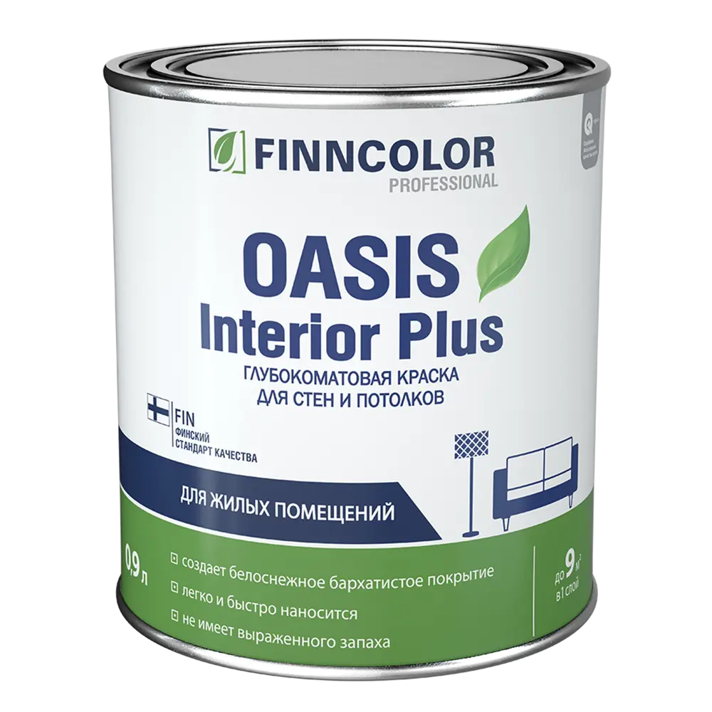 Краска для стен и потолков Finncolor Oasis Interior Plus A глубокоматовая цвет белый 82115836 STLM-2108586 