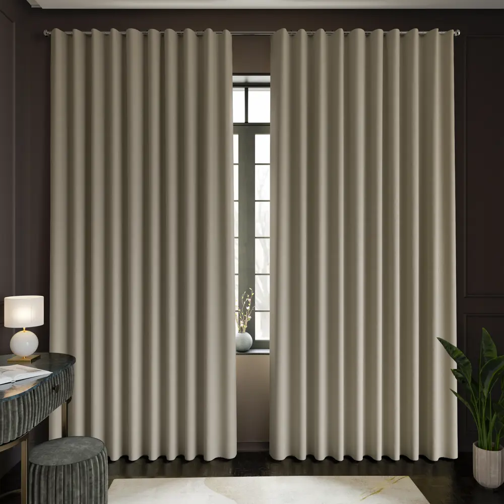 MIAMOZA Комплект штор Джулия бежевые 150x250 см с затемнением 89417856 STLM-1576139