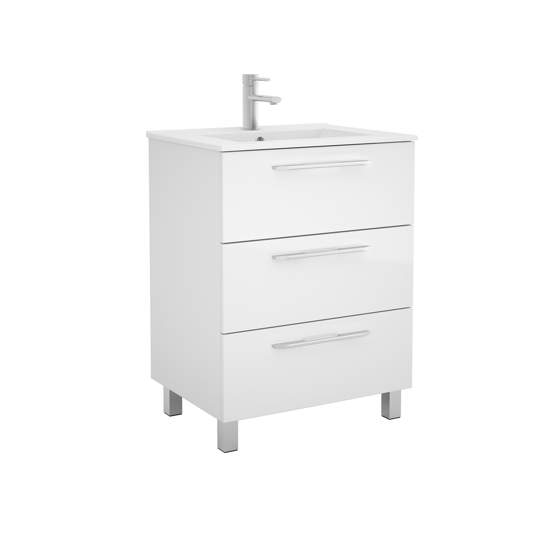 26583 SALGAR Мебель для умывальника FUSSION CHROME 700 3 ящика GLOSS WHITE 697 x 868 x 450 мм Глянцевый белый - Вид №1