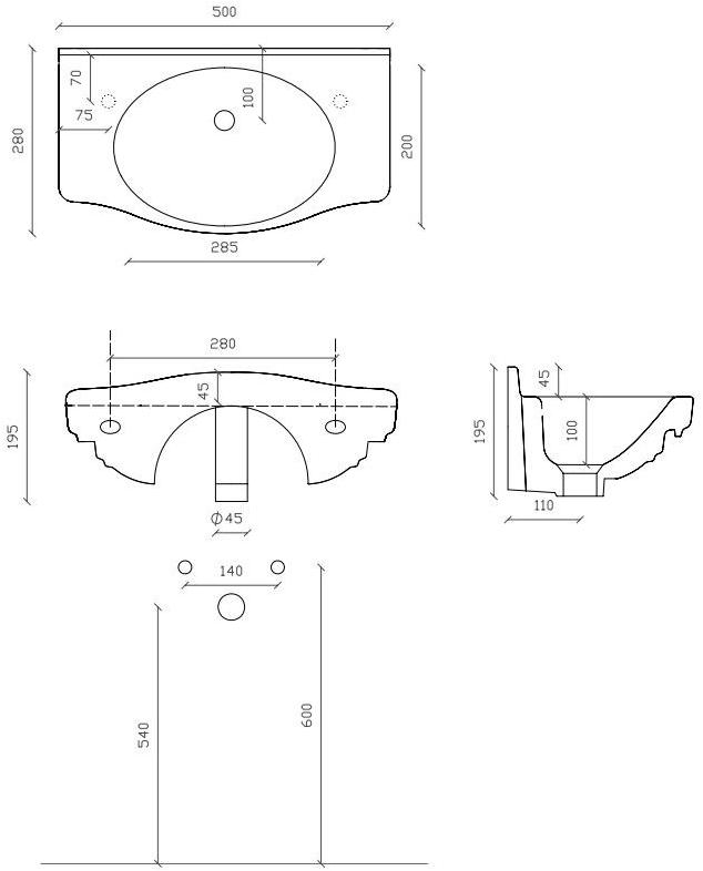Подвесная раковина настенная прямоугольная Galassia ETHOS белая sun-id-1360534 - Вид №2