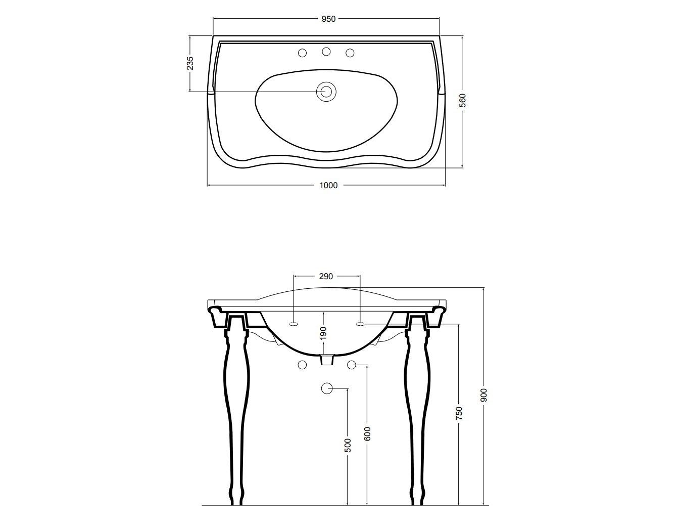 Керамический консольный умывальник Axa округ ARCH-00127319 - Вид №4