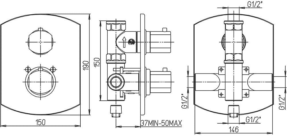 Paini Ovo 86CR690TH смеситель встраиваемый для душа - Вид №1