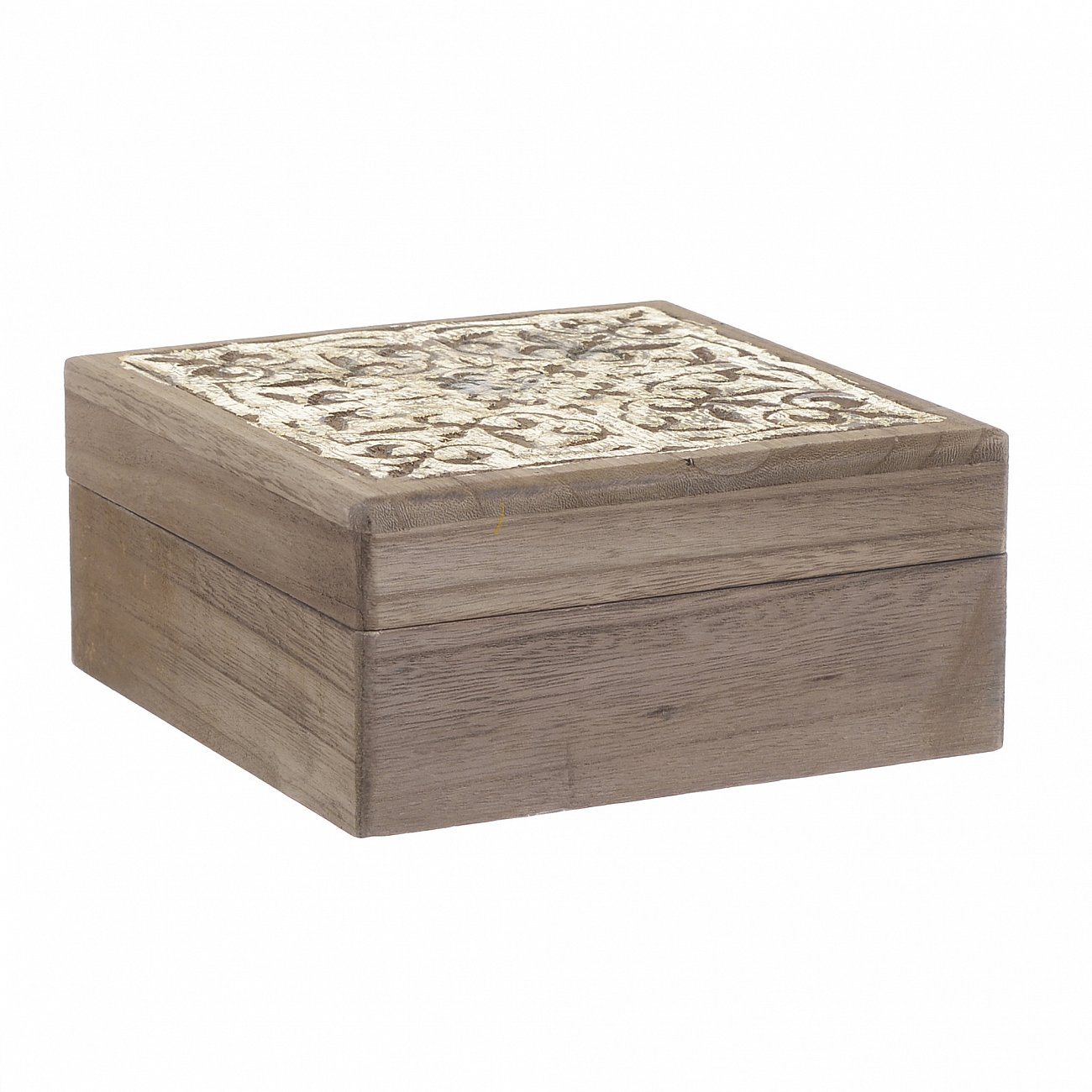 Шкатулка деревянная 18х18 см коричневая TO4ROOMS  00-3838380 Коричневый  - Вид №1