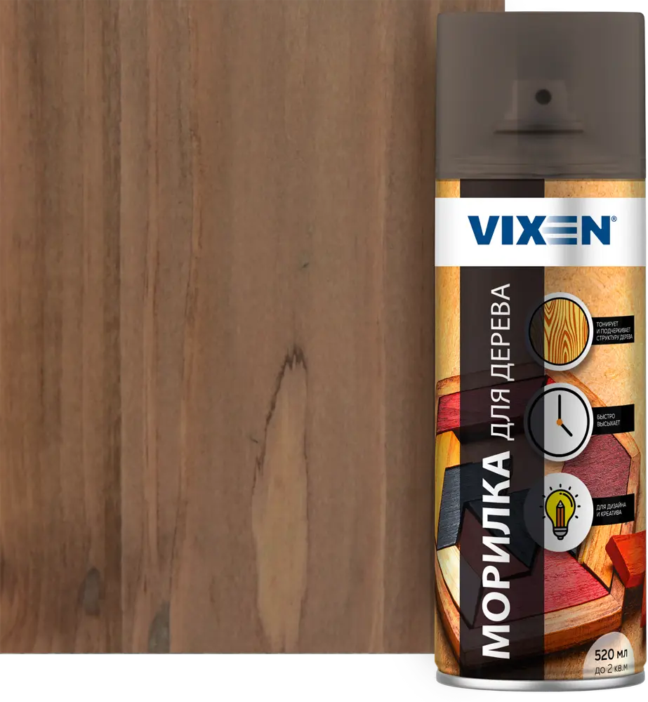 Морилка VIXEN для дерева в аэрозоле - Темный орех 520 мл 82432400