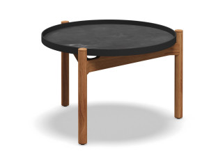 Круглый стол из тикового дерева и керамики