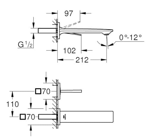 Однорычажный настенный смеситель для раковины с 2 отверстиями Grohe Allure New ARCH-00145023 - Вид №4