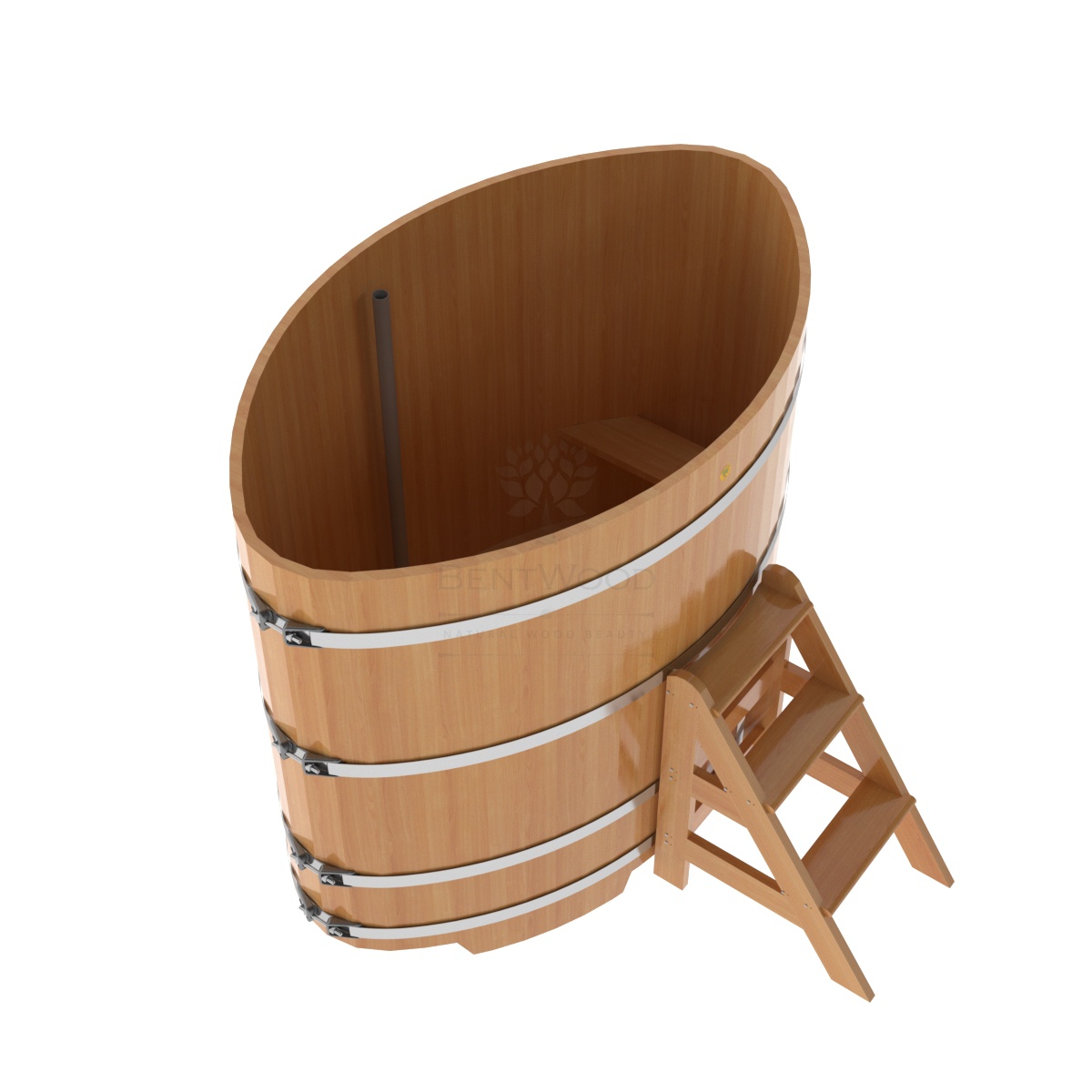 1182 Купель овальная из лиственницы 1,08х1,75х1,4 натуральная премиум Alyarus  - Вид №1