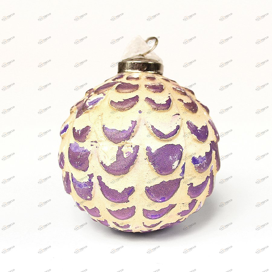 Шар новогодний фиолетовый со снежным декором Snow ball, 11х9х9 см ENJOYME  253078 Белый;фиолетовый 