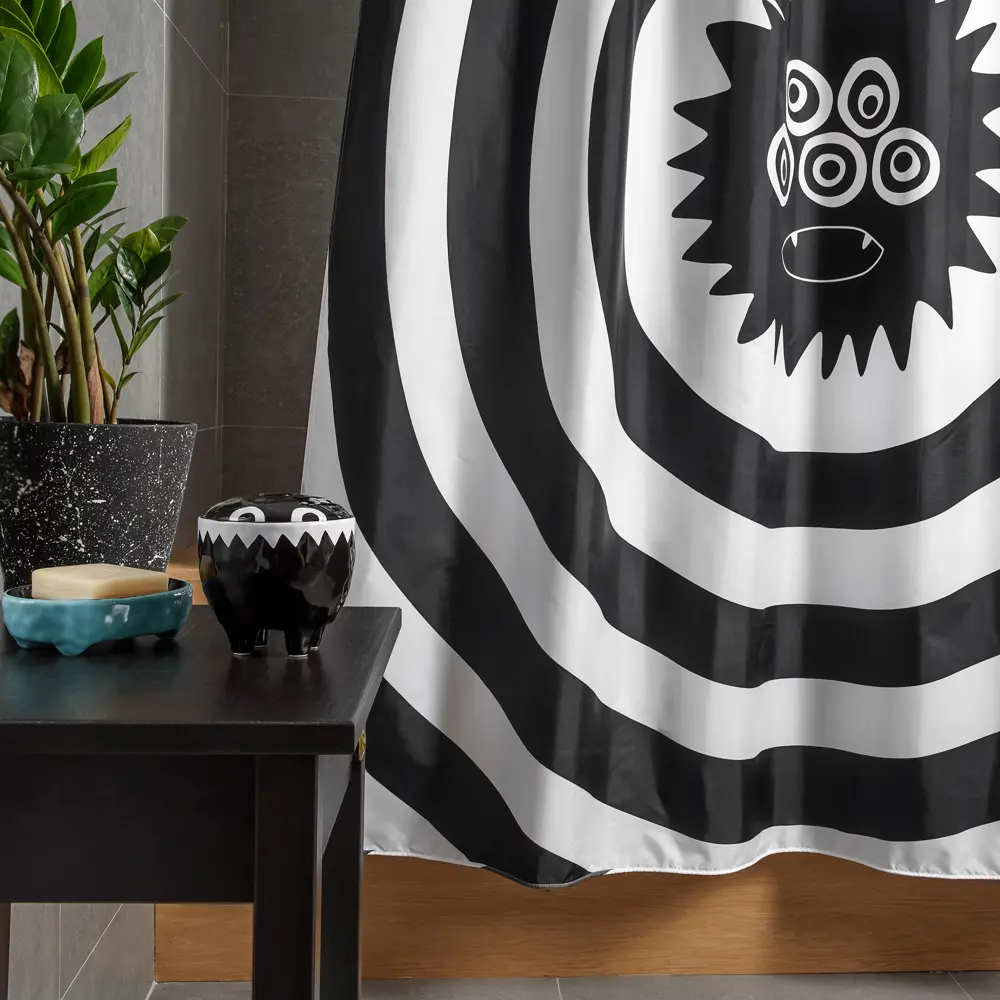 Шторка для ванной Irony 180х200 см черно-белая MOROSHKA STLM-2202680 - Вид №2