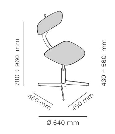 4-спицевое вращающееся мягкое рабочее кресло Mara Typo ARCH-00059679 - Вид №8