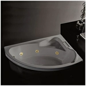 Ванна Gruppo tressee Syria V6557-DX-SEZ серая с  золотой фурнитурой и гидромассажем угловая встроенная правая