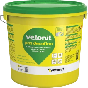 Декоративная штукатурка Vetonit ПАС Декофино силикатно-силиконовая 1.0 мм "шуба" база 0000 прозрачная 25кг