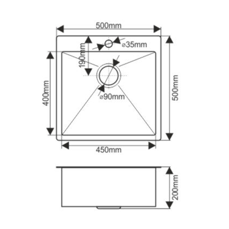 Мойка D5050HG MELANA ProfLine 3,0/200 ЗОЛОТО врезная квадратная D5050HG D5050HG золото - Вид №3
