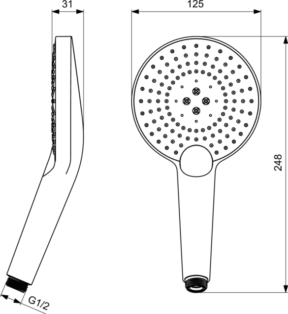 B1759AA Душевая лейка Ø125 мм для душа Ideal Standard IDEALRAIN EVO JET  - Вид №3