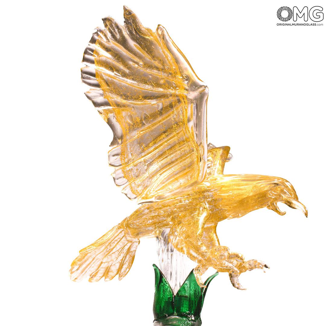 4532 ORIGINALMURANOGLASS Скульптура Орел - с золотом - муранское стекло OMG 50 см  - Вид №1