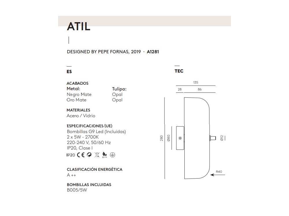 092174 Настенный светильник черный Aromas del Campo Atil  - Вид №1