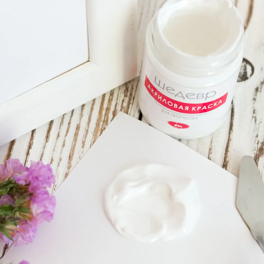 Акриловая краска ШЕДЕВР для творчества и декора - белая глянцевая 60 г 82240936 STLM-0022848 - Вид №5