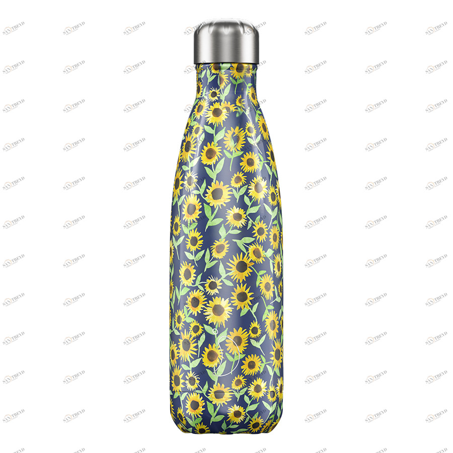 Термос 500 мл синий с желтым Floral Sunflower CHILLY'S BOTTLES ДИЗАЙНЕРСКИЕ 00-3947981 Желтый;синий 