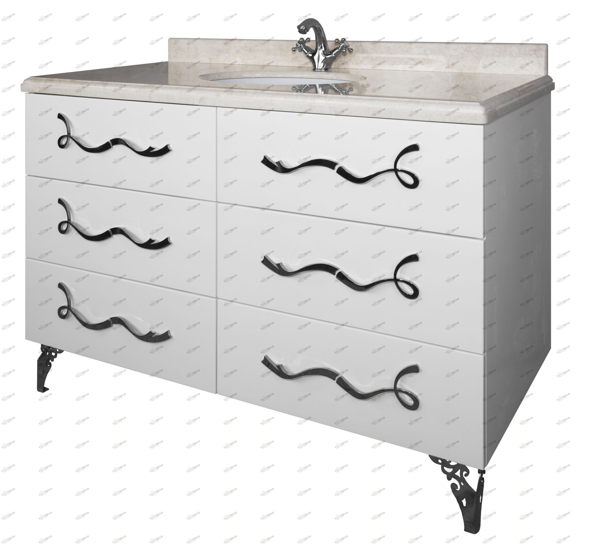 Тумба LAURA 120 Белый глянец Хром Tessoro TSLA120CWCH