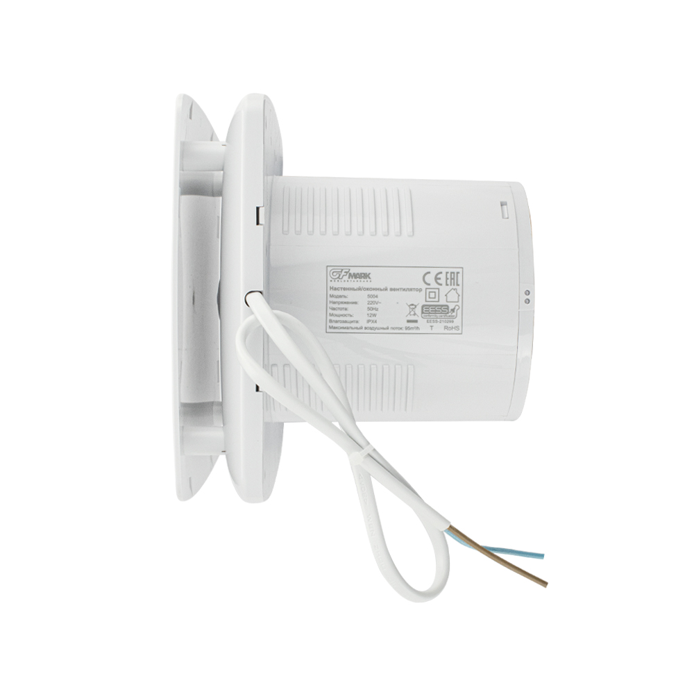 GFmark - Вытяжной вентилятор белый, ЗАКРЫТЫЙ, пластик АБС, d = 100 мм, с обратным клапаном и москитной сеткой, код: 5004  - Вид №7