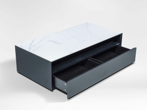 Журнальный столик из каррарского мрамора с отсеком для хранения