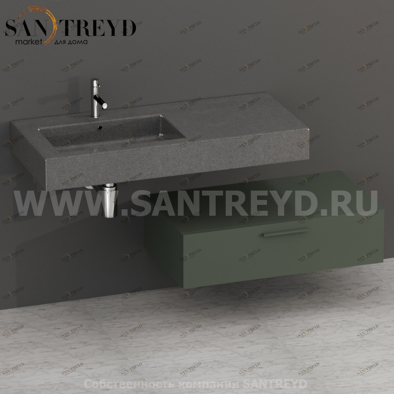 S09024FE2 Тумба с 1 ящиком 90 см зеленая Globo ARREDO WOOD Италия Ceramica Globo