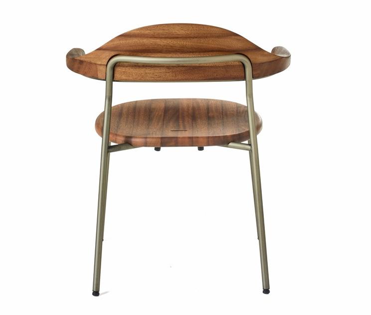 BassamFellows Штабелируемый стул из нержавеющей стали и дерева с подлокотниками Bicorn Cb-59 - Вид №4