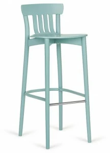 Paged Высокий лакированный табурет из дерева с подставкой для ног Corte