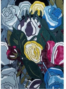 NOW Carpets Коврик ручной работы с цветочным рисунком из бамбукового шелка и шерсти Bloom