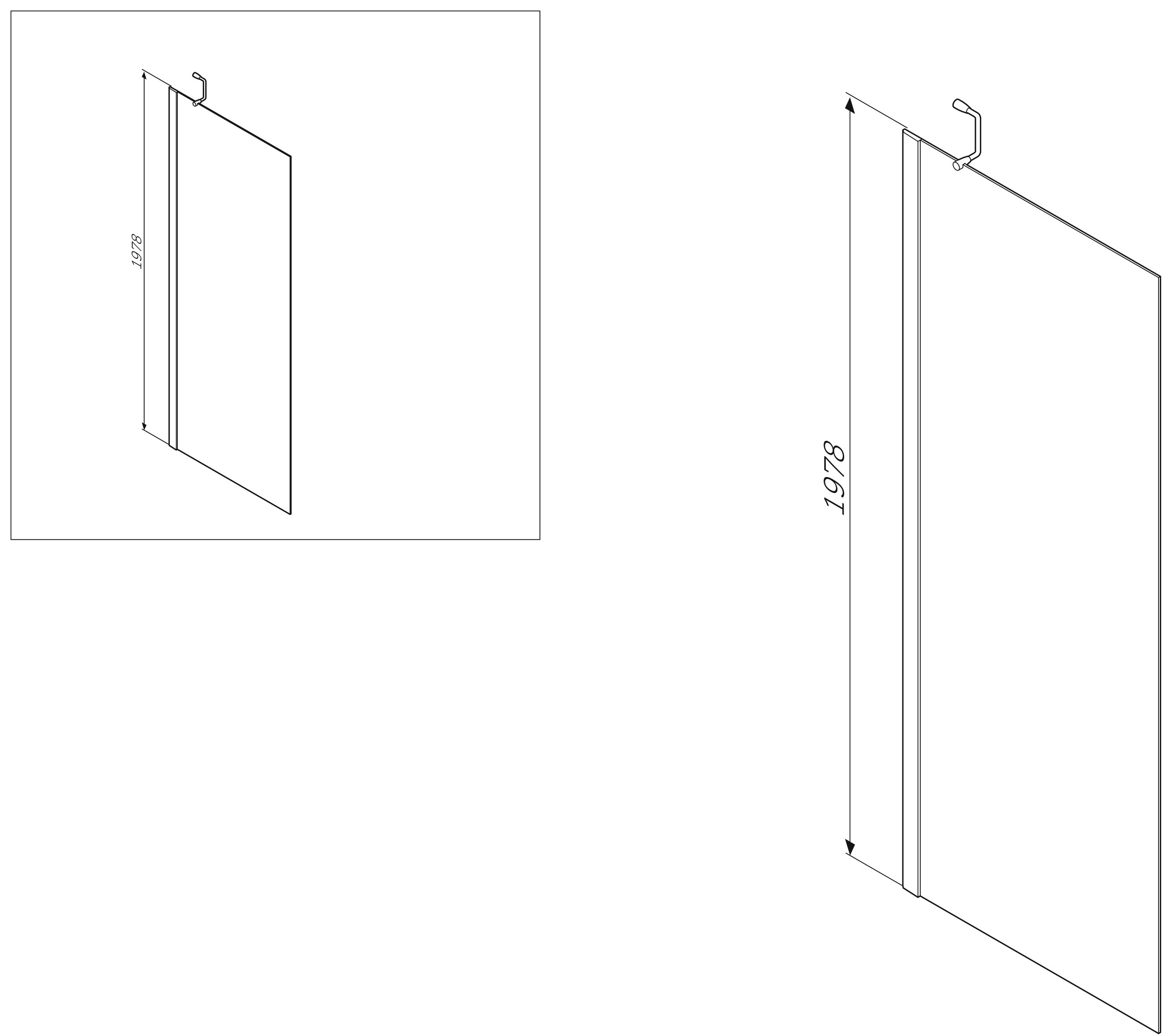 W51G-W90-1978-CT Боковая стенка 900х1978 стекло прозрачное профиль хром AM.PM Inspire S  - Вид №1